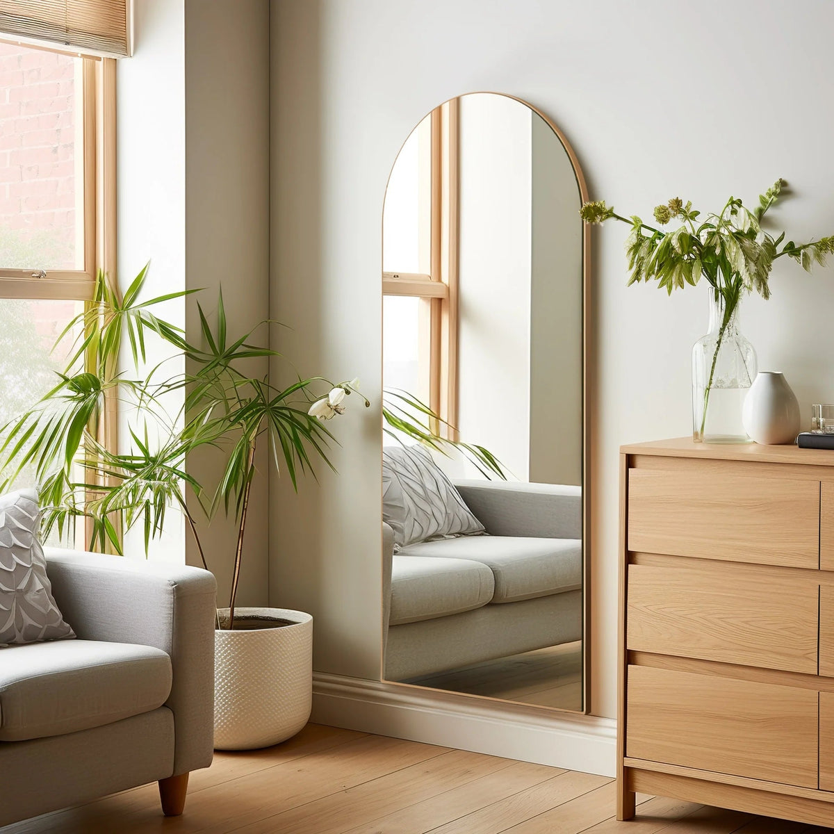 Arched Full-Length Floor Mirror - Standing And Wall-Mounted