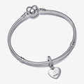 Engravable Heart Tag Dangle Charm Bracelet Set
