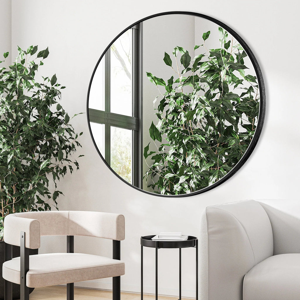 Round Bathroom Vanity Mirror, 24x24 / 36x36, Black, Brushed Gold or Silver