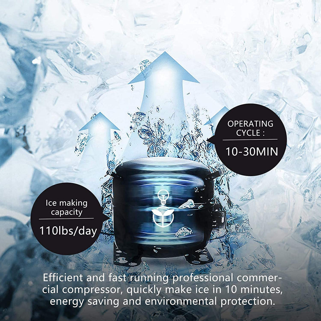 YUTGMasst Commercial Ice Maker 110LBS/24H Stainless Steel - Air Cooling