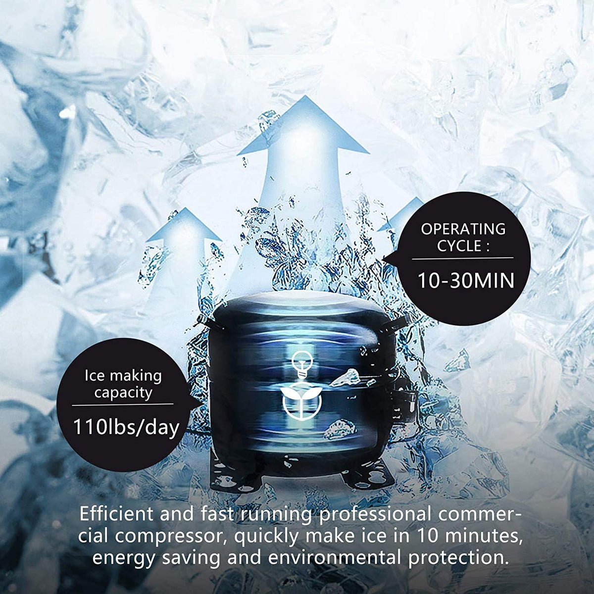 YUTGMasst Commercial Ice Maker 110LBS/24H Stainless Steel - Air Cooling