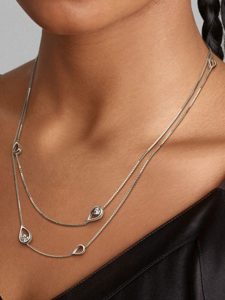 FINAL SALE - Pandora Infinite 14k White Gold Lab-grown Diamond Long Pendant Necklace