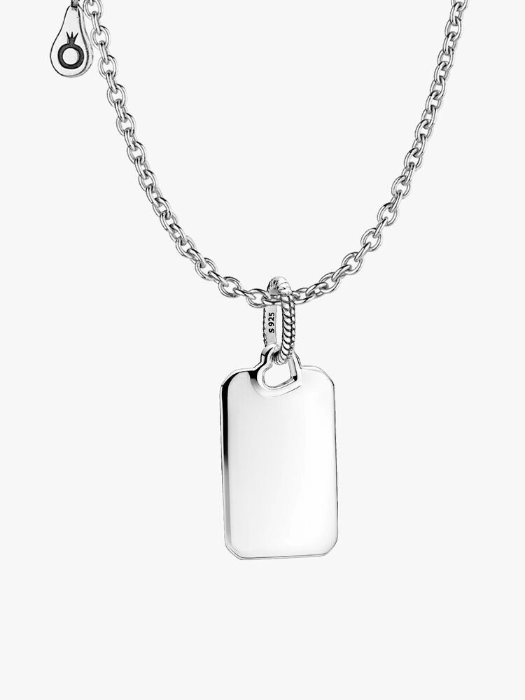 Engravable Rectangle Tag Pendant Necklace Set