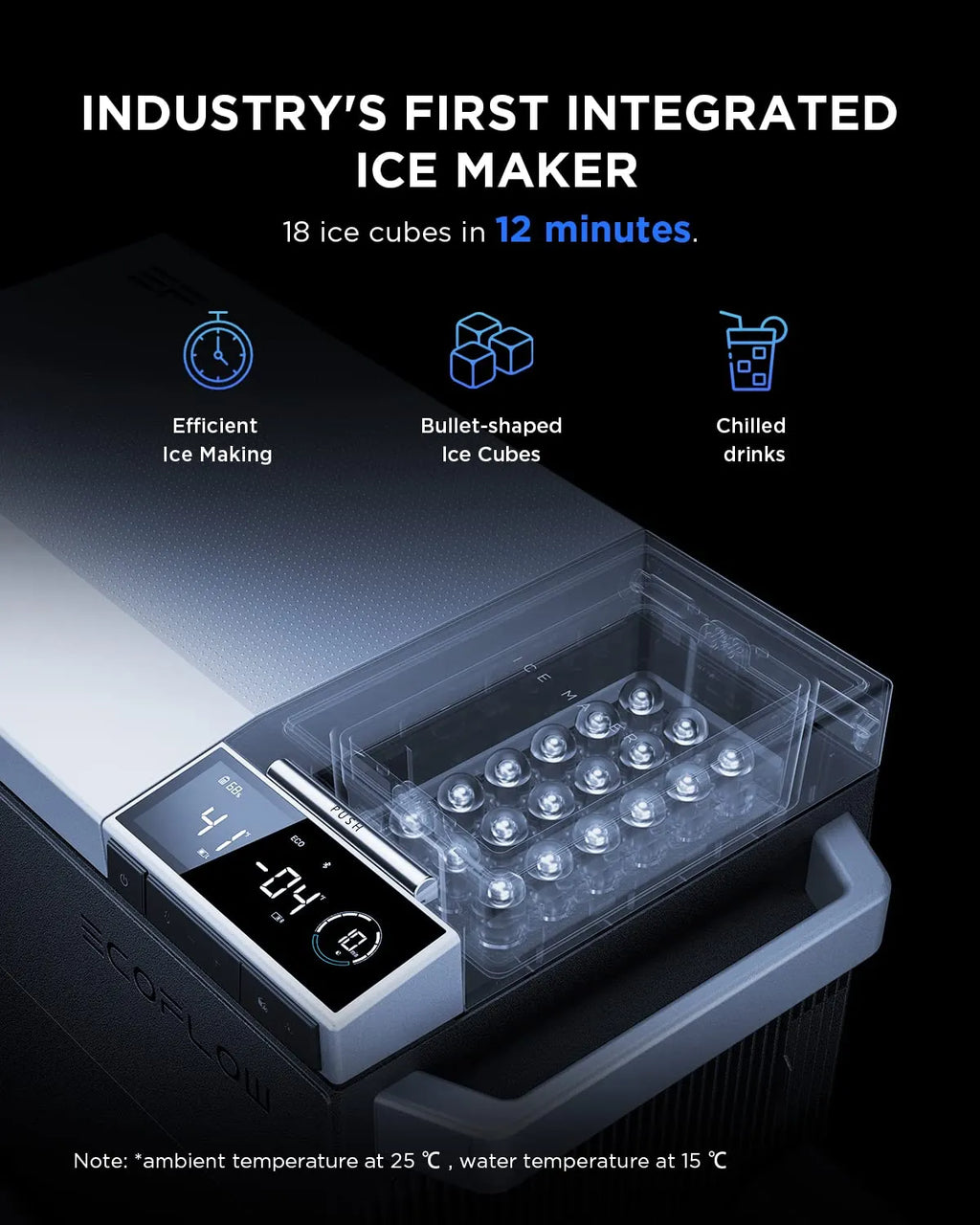 EF ECOFLOW GLACIER Portable Refrigerator 40 Qt (38L) Dual Zone With Ice Maker - GLACIER