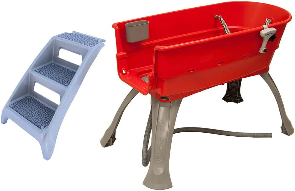 Booster Bath Large Elevated Pet Bathing Tub With Teal Steps Combo - 45 in x 21.25 in x 15 in
