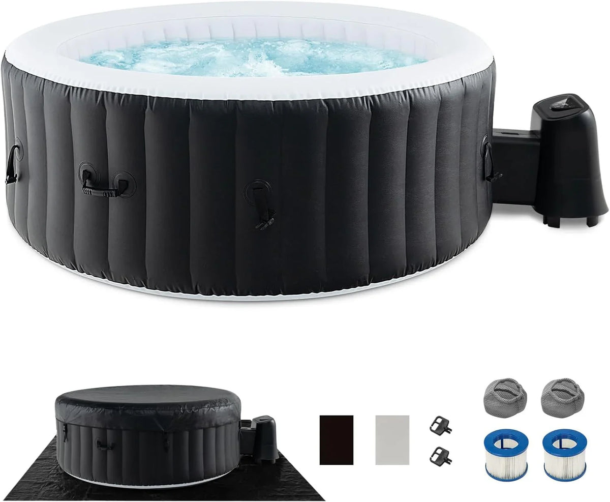 Inflatable Hot Tub, 70-80 in Round Or 71 x 70 in Rectangular, 2-6 Person