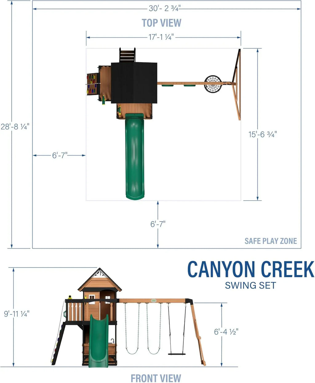 Backyard Discovery Cedar Wood Swing Set With Wave Slide, Clubhouse, Play Kitchen, Belt And Web Swings - Canyon Creek