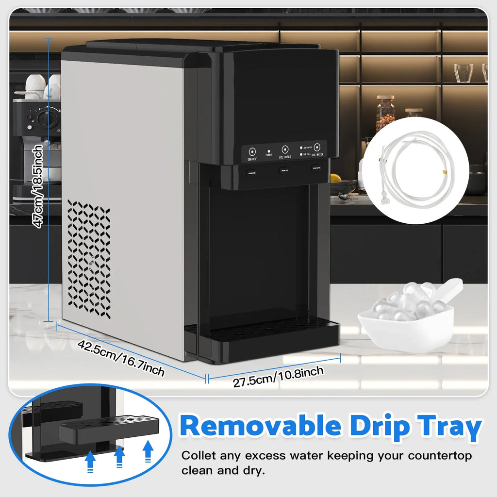 Advwin 3-in-1 Countertop Ice Maker With Cold Water Dispenser And Ice Crusher, 6L, 20kg/24hr