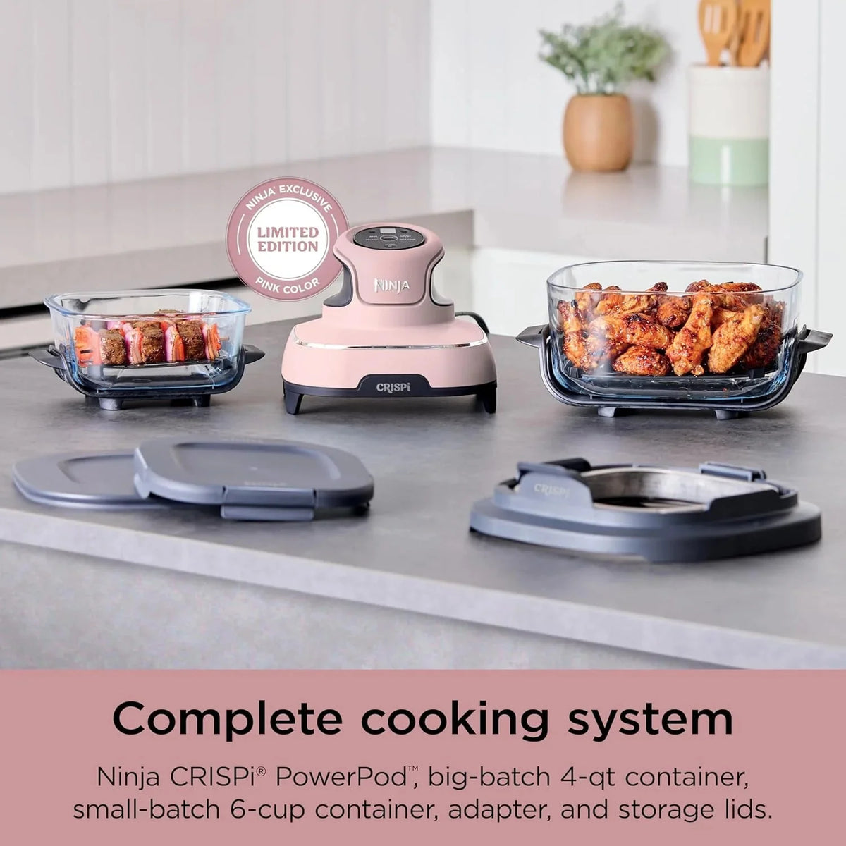 Ninja Crispi 4-in-1 Portable Glass Air Fryer Cooking System, 1500W, 4 QT And 6-Cup Containers