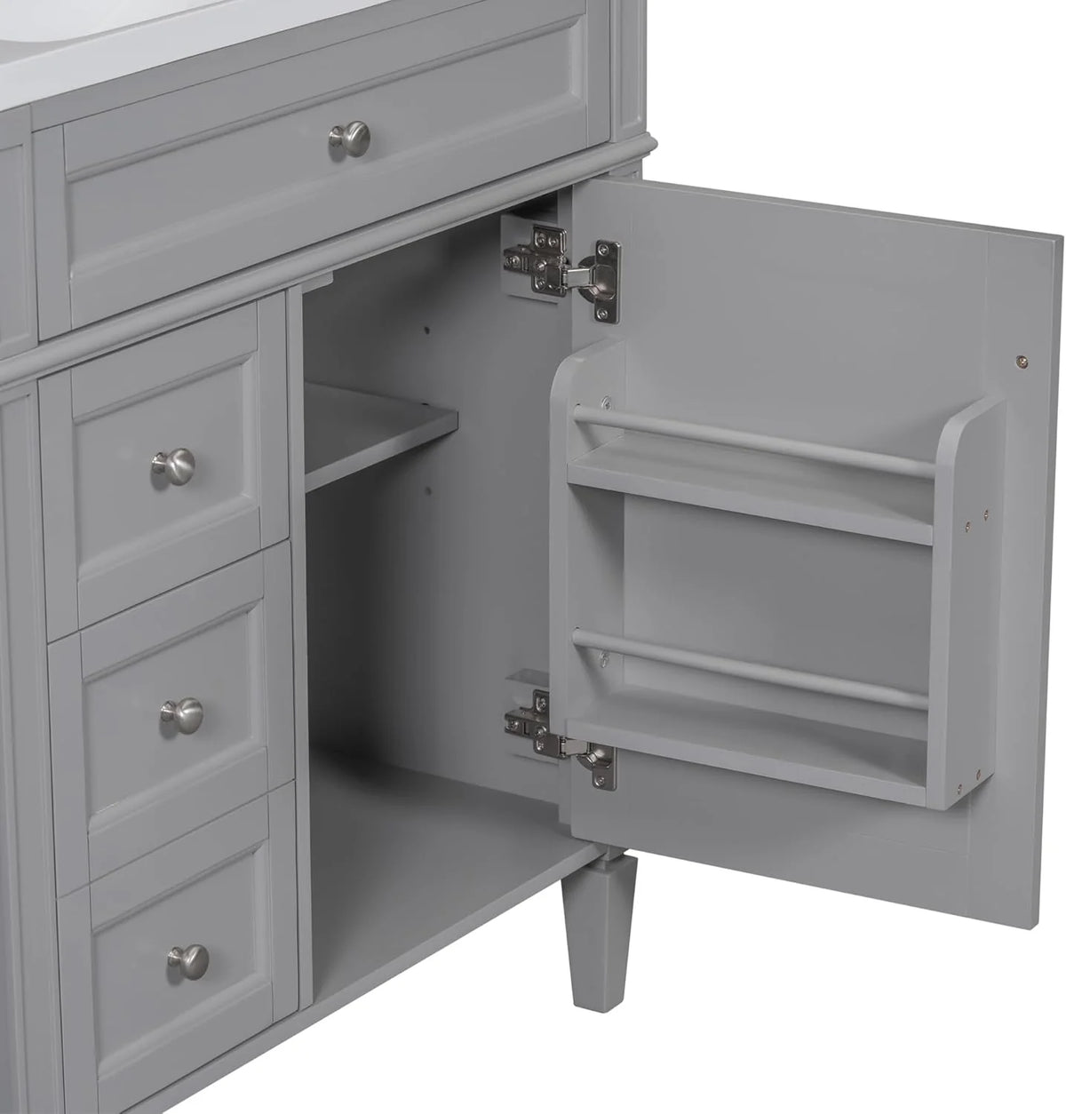 36 Inch Black Bathroom Vanity With Single Sink, 2 Drawers, Solid Wood Frame