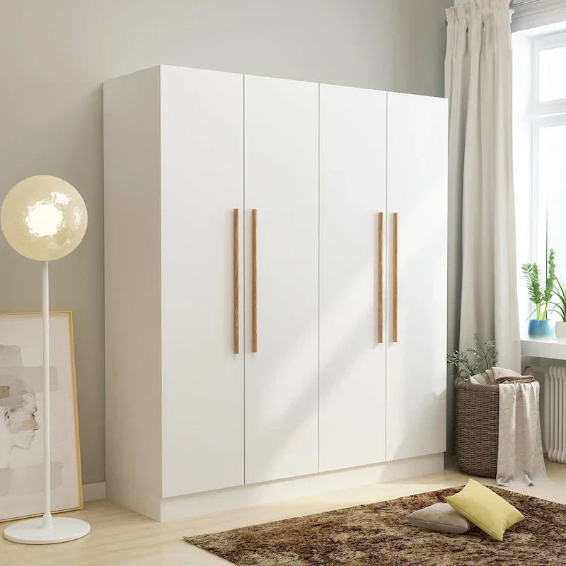 FUFU&GAGA Freestanding Solid Wood Wardrobe Closet With Storage Shelves