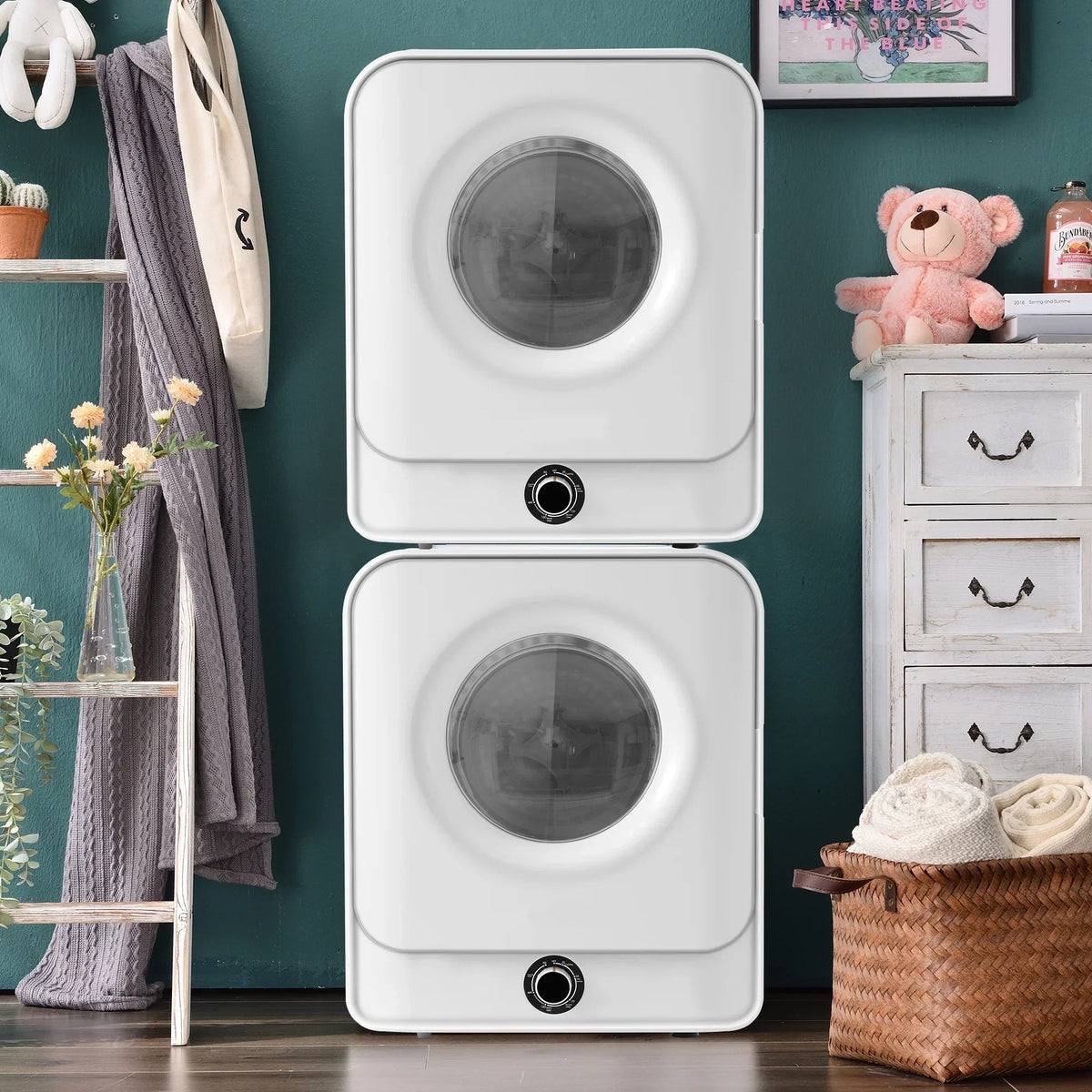 Portable Compact Front Load Clothes Dryer 1.95 Cu.ft, 830W, 5 Drying Modes, White