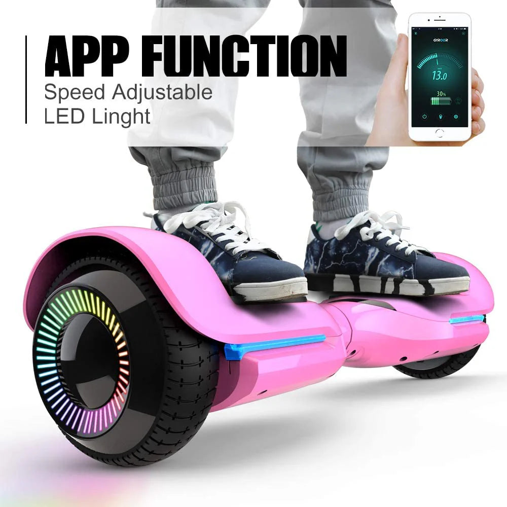 GYROOR 6.5 Inch Swift Smart Self-Balancing Hoverboard With Flashing Wheels, Speaker And App - UL2272