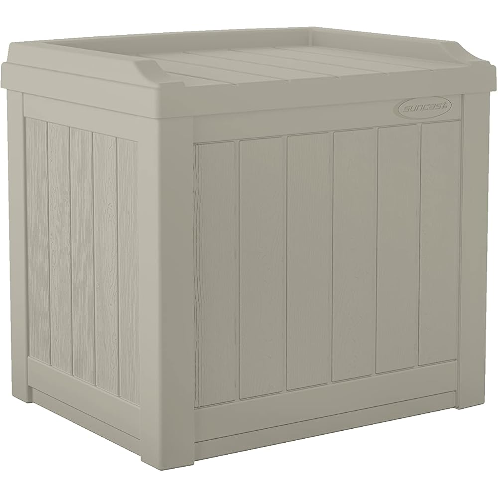 Suncast Resin Deck Box, 22 Gallon, 17 x 22 x 20.5 in, Light Taupe