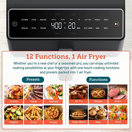 6.8-Qt Air Fryer With Dual Heating And Smart Temperature Control - CAF-P583S-KUS