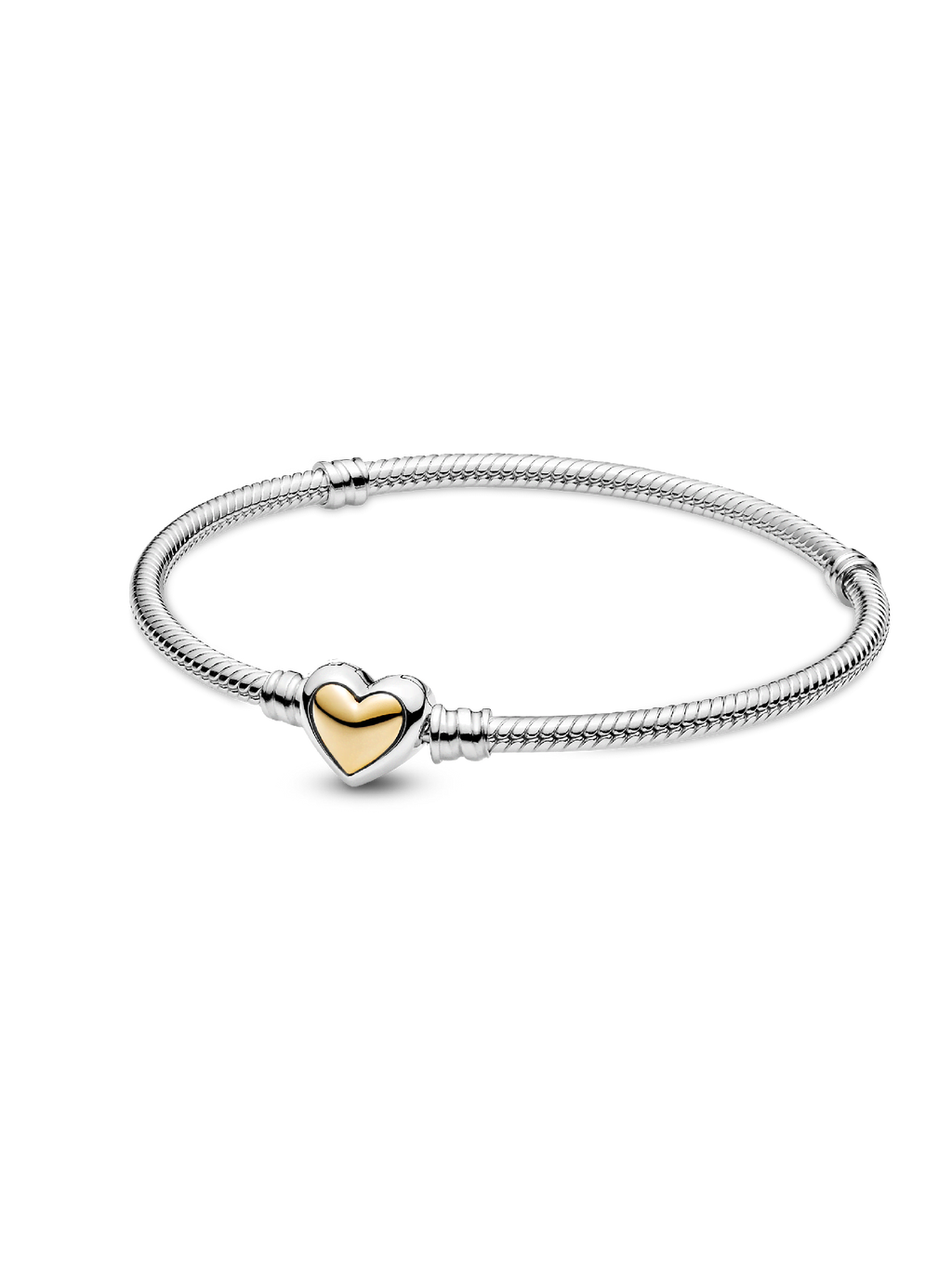 FINAL SALE - Domed Golden Heart Clasp Snake Chain Bracelet