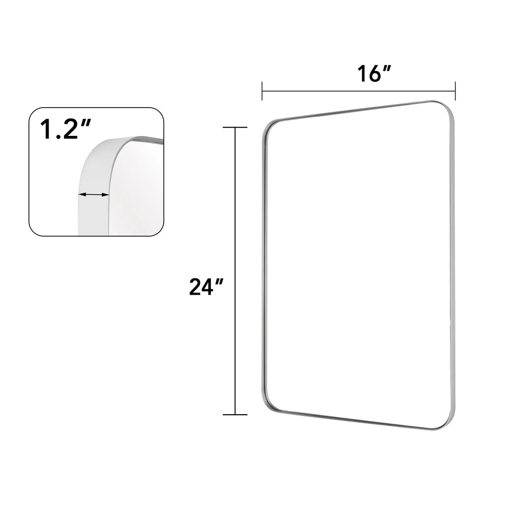 Framed Wall Vanity Mirror With Rounded Corners, 1 Piece