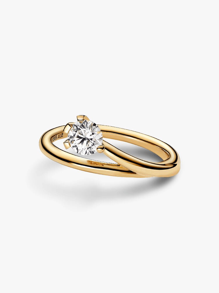 Pandora Nova 14k Gold Lab-grown Diamond Asymmetric Ring