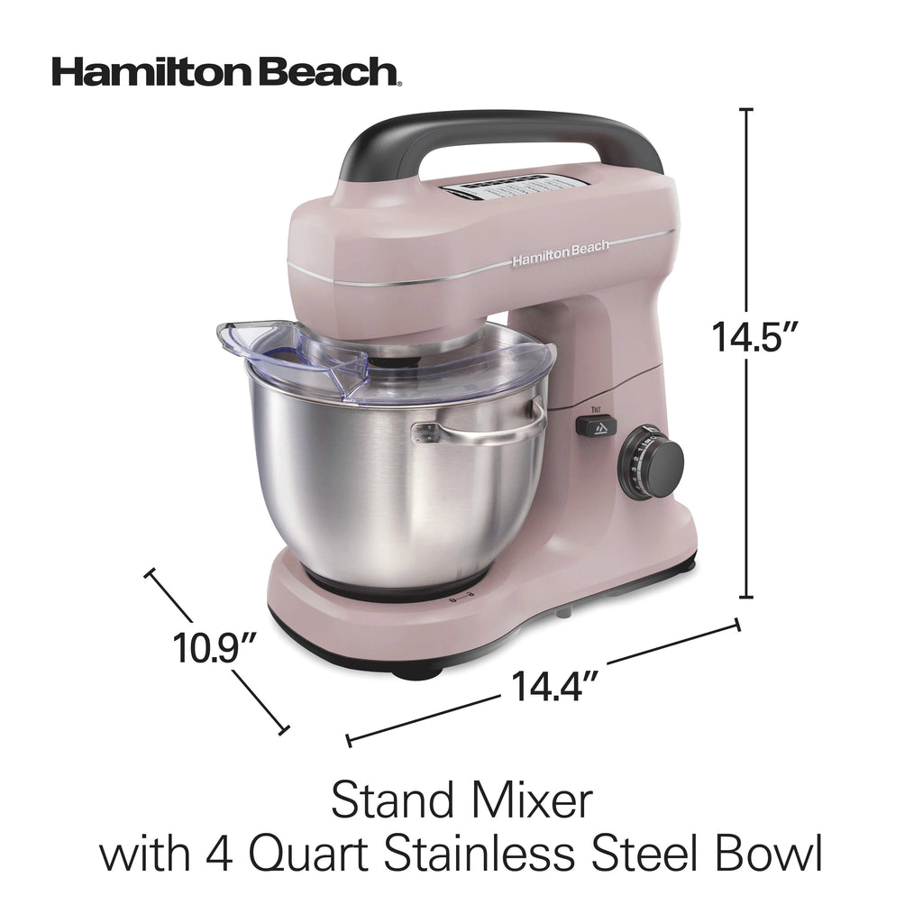 Hamilton Beach 4 Quart 7-Speed Tilt-Head Stand Mixer With Dough Hook, Whisk And Flat Beater - Black