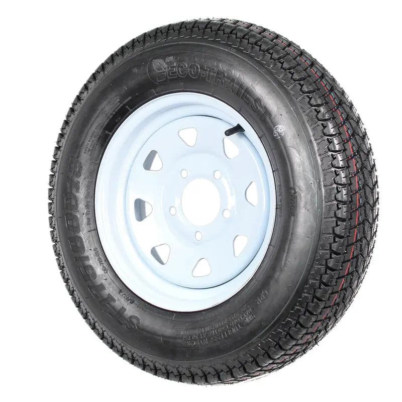 2-Pack ST175/80D13 Trailer Tires On White Spoke Rims - Load Range C, 5-Lug Mounting