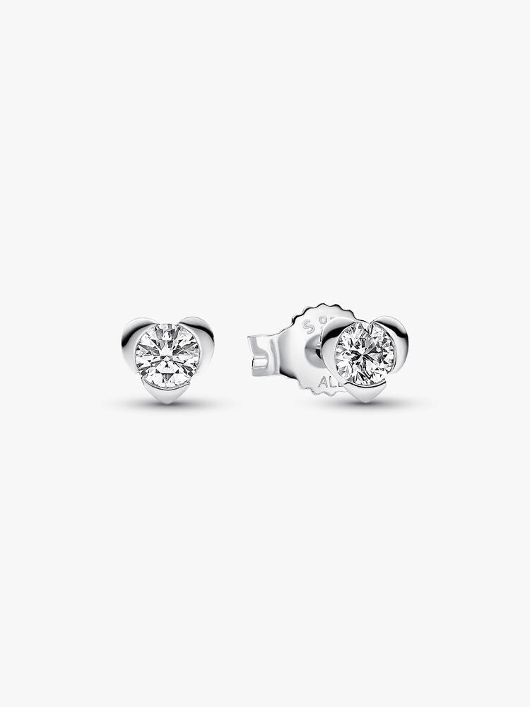 Pandora Talisman Sterling Silver Lab-grown Diamond Heart Earrings