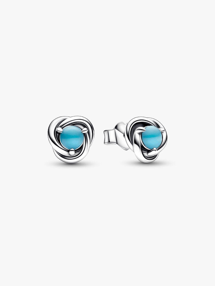 December Turquoise Blue Eternity Circle Stud Earrings