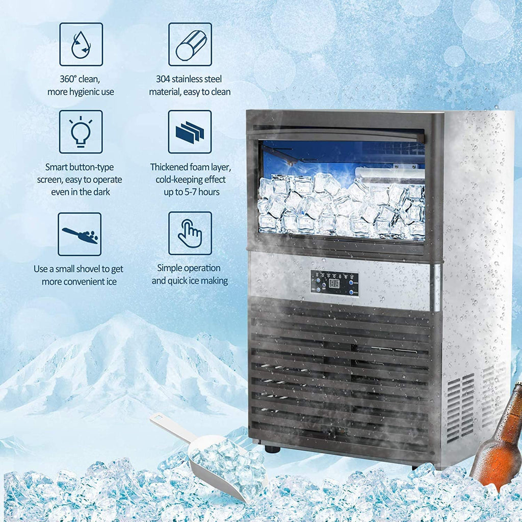 YUTGMasst Commercial Ice Maker 110LBS/24H Stainless Steel - Air Cooling