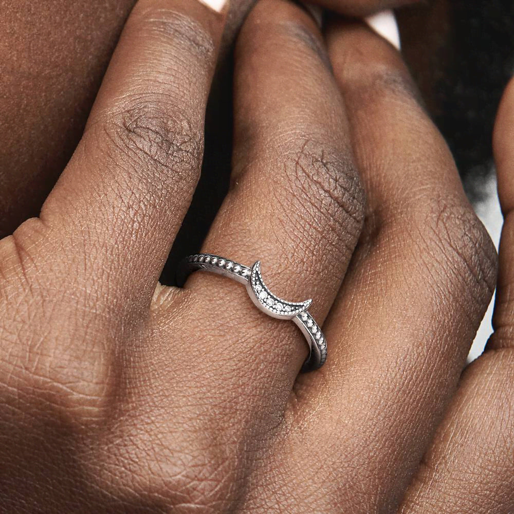 FINAL SALE - Crescent Moon Beaded Ring