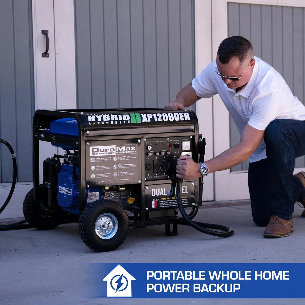 DuroMax 13,000-Watt Dual Fuel Portable Generator, Gasoline/Propane, Electric Start - XP13000EH