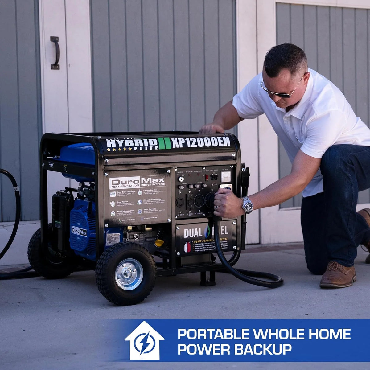 DuroMax 13,000-Watt Dual Fuel Portable Generator, Gasoline/Propane, Electric Start - XP13000EH