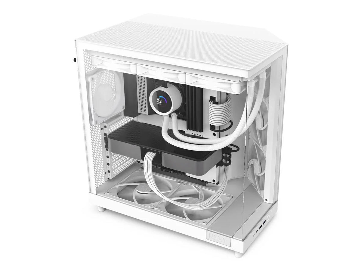 NZXT H6 Flow Compact Dual-Chamber Mid-Tower Airflow Case, White - CC-H61FW-01