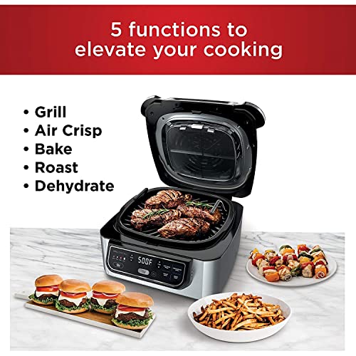 Ninja Foodi 5-in-1 Indoor Electric Grill With Air Fry, 4-qt Crisper Basket, Black/Silver - AG301