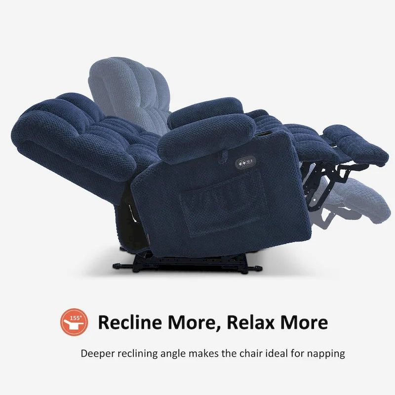 MCombo Power Reclining Loveseat With Heat, Vibration, Cupholders And USB Charge Ports - RS6314