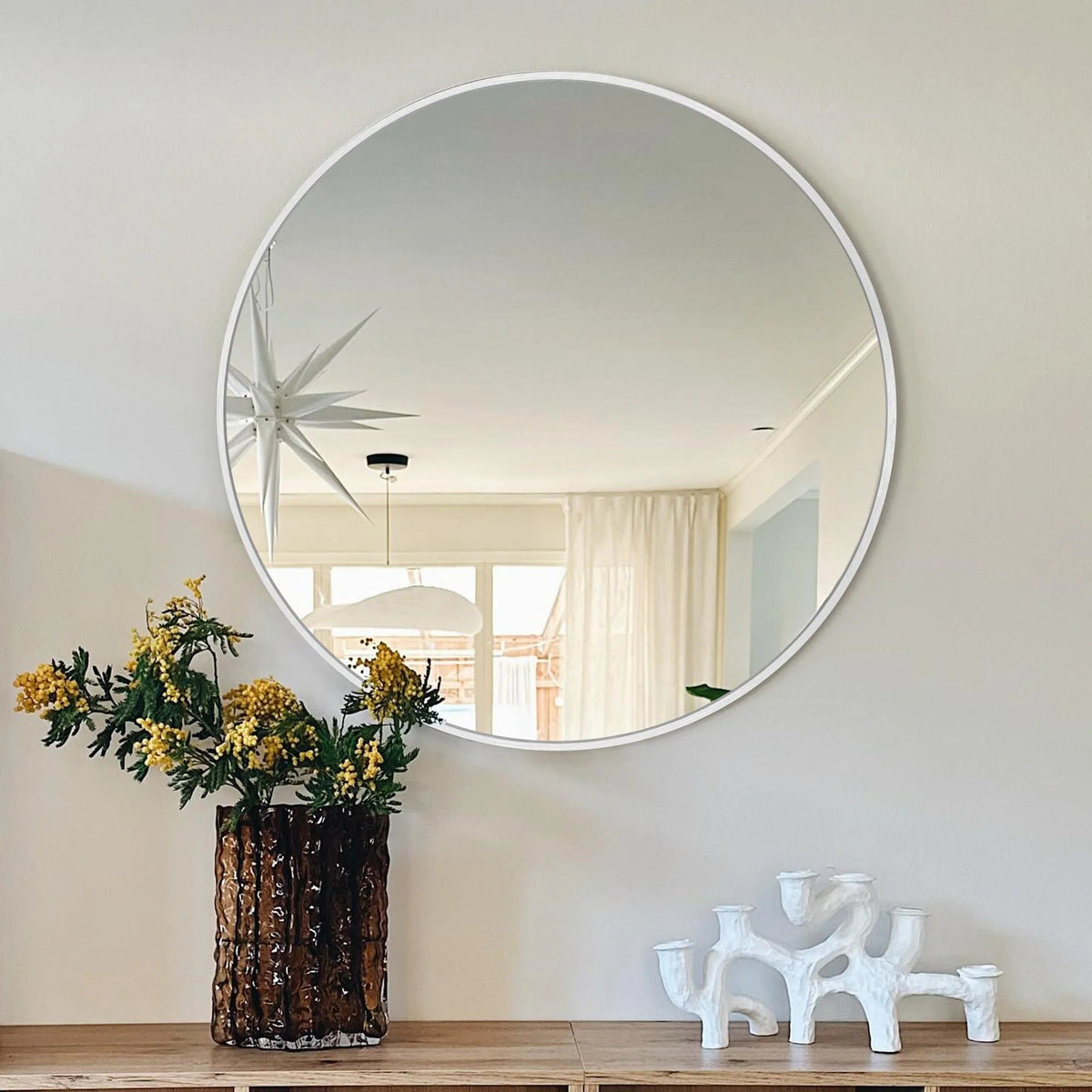 Round Bathroom Vanity Mirror, 24x24 / 36x36, Black, Brushed Gold or Silver