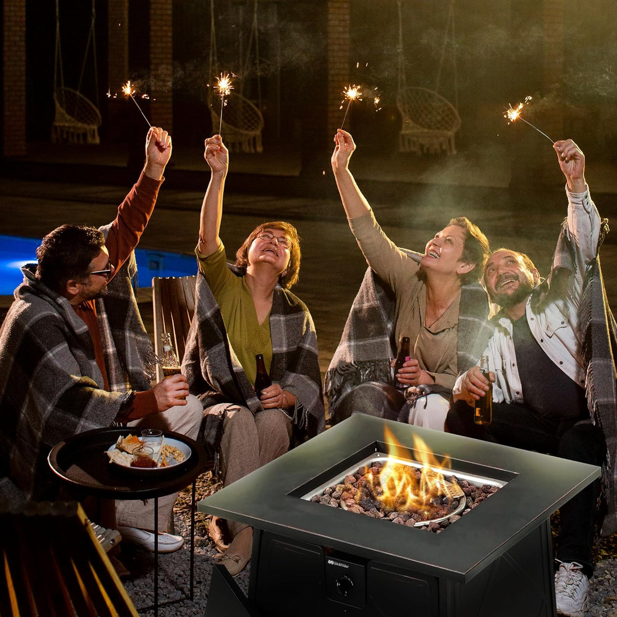 Four Seasons Courtyard 28-Inch Square 50,000 BTU Gas Fire Pit Table - SRGF11634