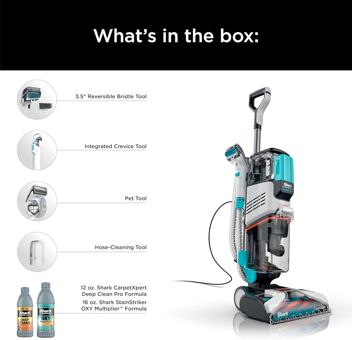 Shark CarpetXpert Carpet Cleaner, Cyan, 13.15 in D x 11.97 in W x 43.5 in H - EX201