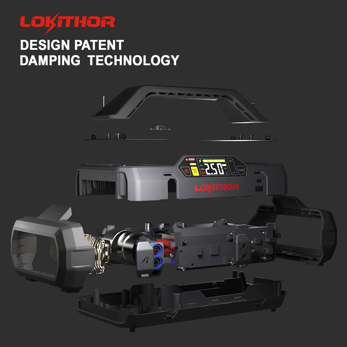 LOKITHOR 2000A 20000mAh 12V Jump Starter With 150 PSI Air Compressor - JA301