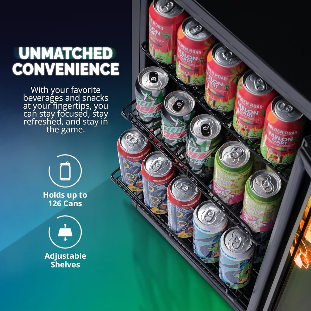Beverage Refrigerator Cooler, 126 Cans, Right Hinge Glass Door - AB-1200