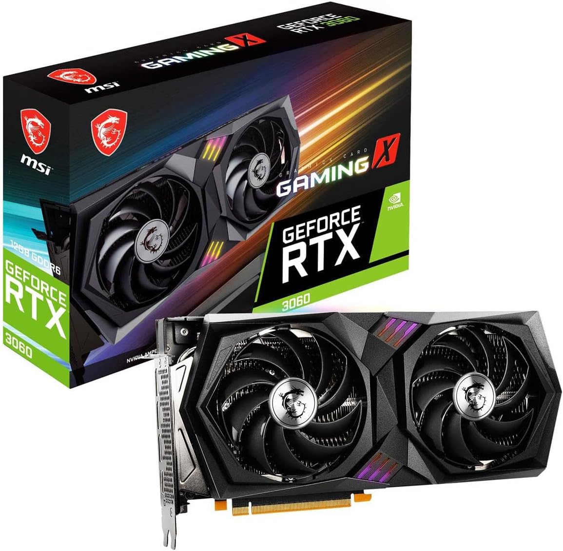 MSI GeForce RTX 3060 12GB GDDR6 Gaming Graphics Card, PCIe 4.0, HDMI/DP, Ray Tracing, Ampere Architecture