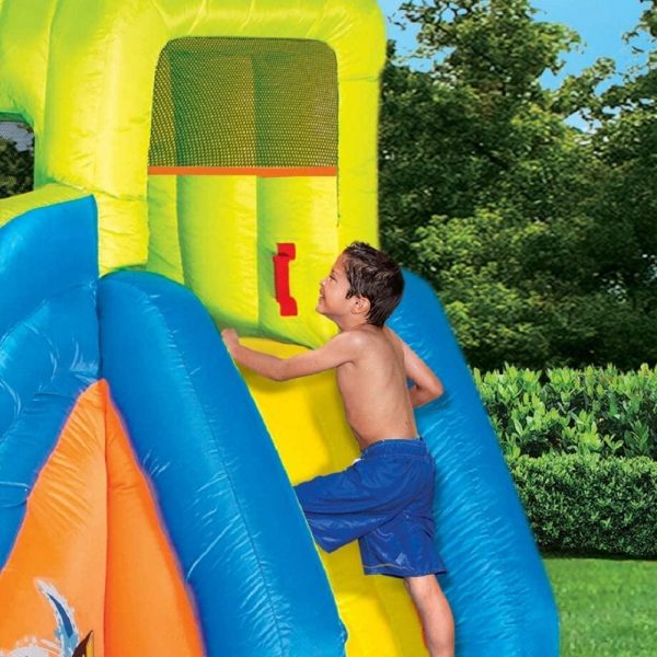 BANZAI Inflatable Aqua Splash Park With 2 Slides, 262 x 212 x 118 Inches - Pipeline Twist