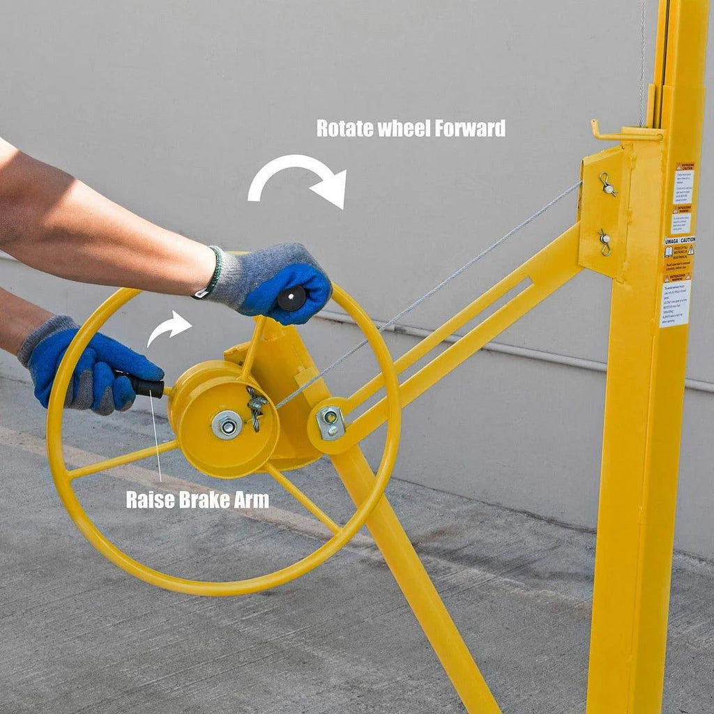 Stark USA Drywall Lift 11-ft Yellow Rolling Panel Hoist - 65044