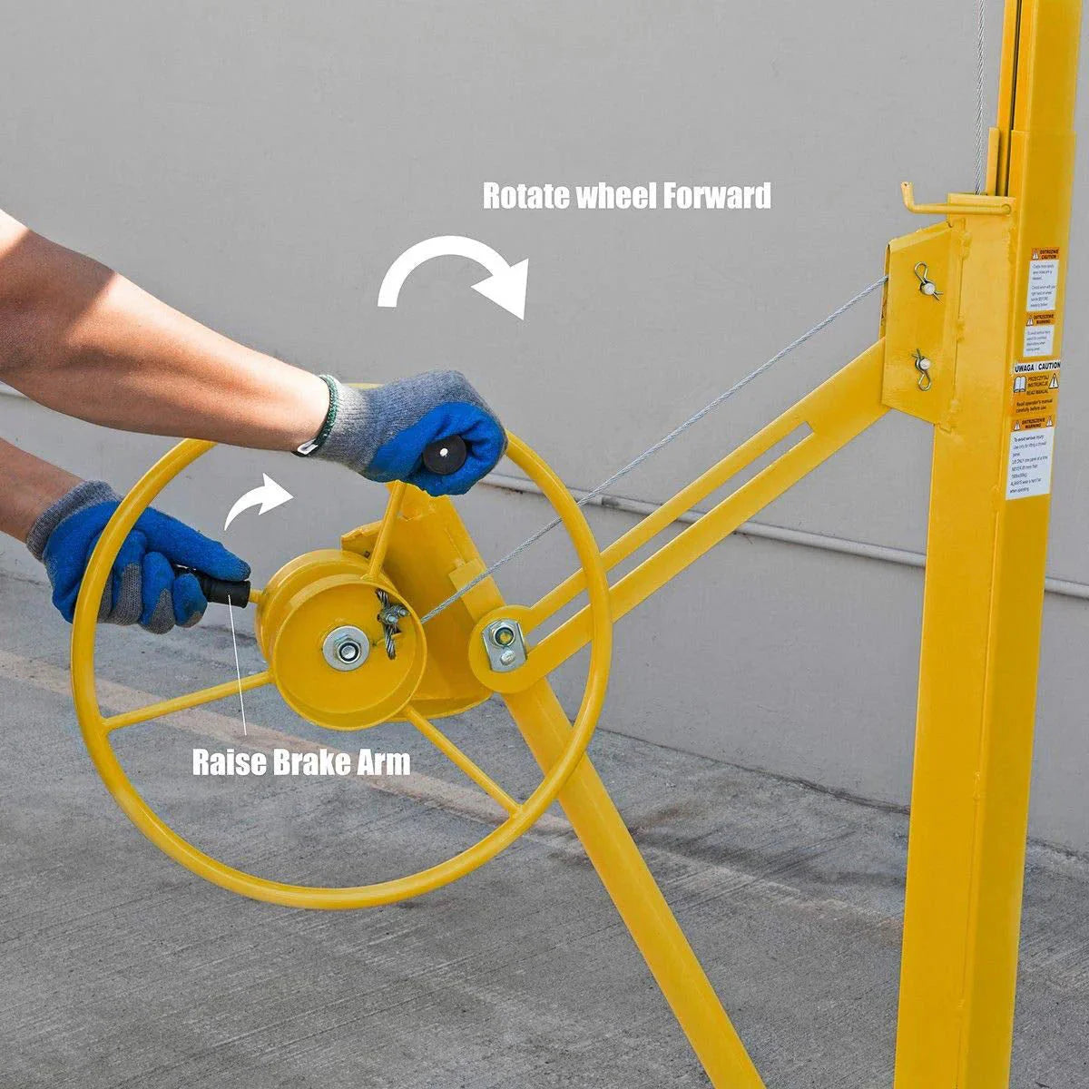 Stark USA Drywall Lift 11-ft Yellow Rolling Panel Hoist - 65044