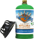 Flame King 1LB Refillable Propane Cylinder Tank, DOT Certified, High-Grade Steel, Green, 16.4 oz
