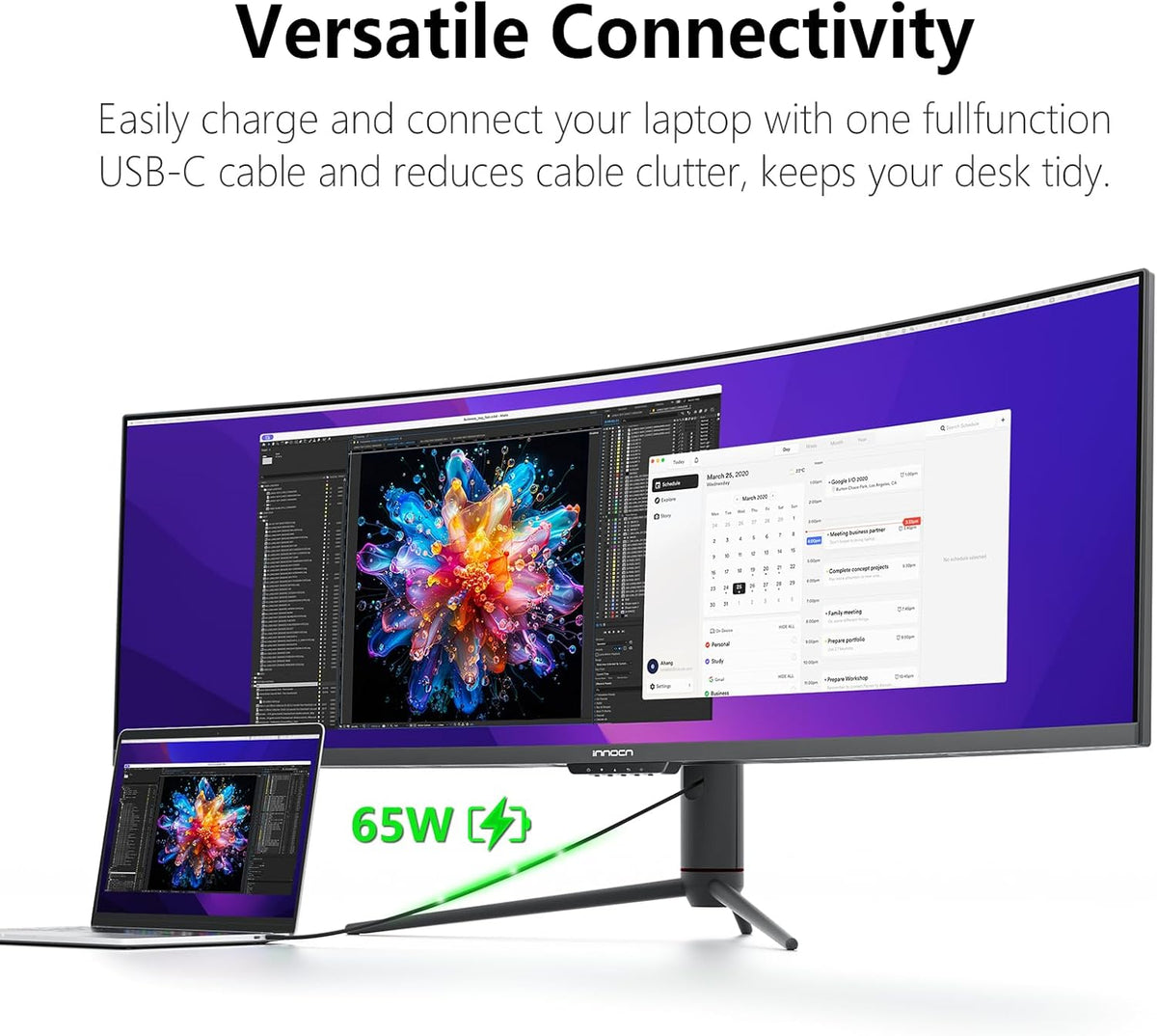 INNOCN 49 Inches Curved Gaming Monitor, 144Hz, HDR400, 32:9 - 49C1G