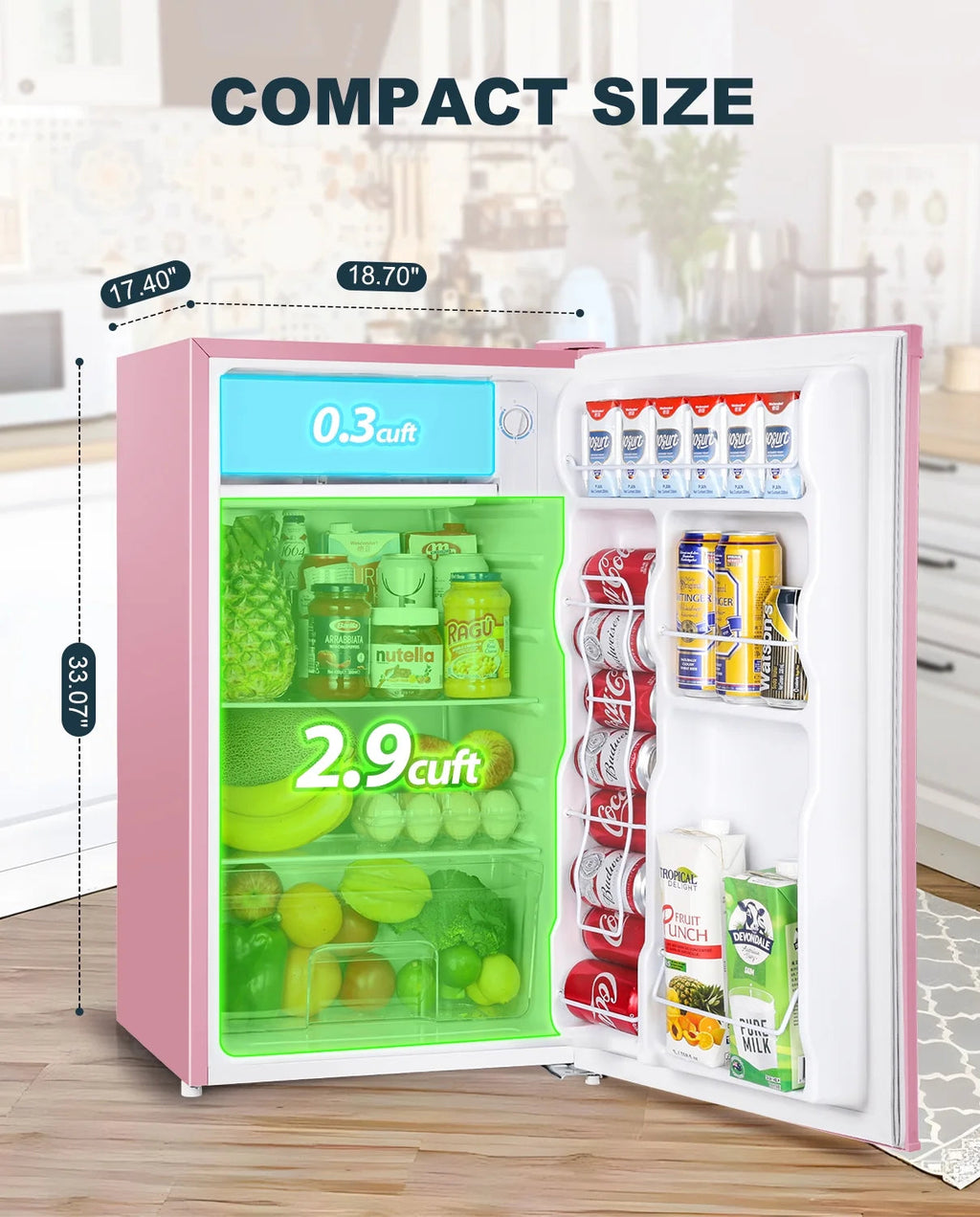 Upstreman 3.2 Cu.Ft. Single Door Mini Refrigerator With Freezer - BR321