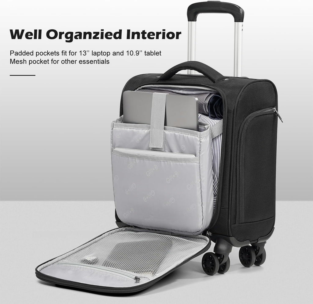 Underseat Carry-On Softside Spinner Luggage - Underseat-14-Inch-Plus