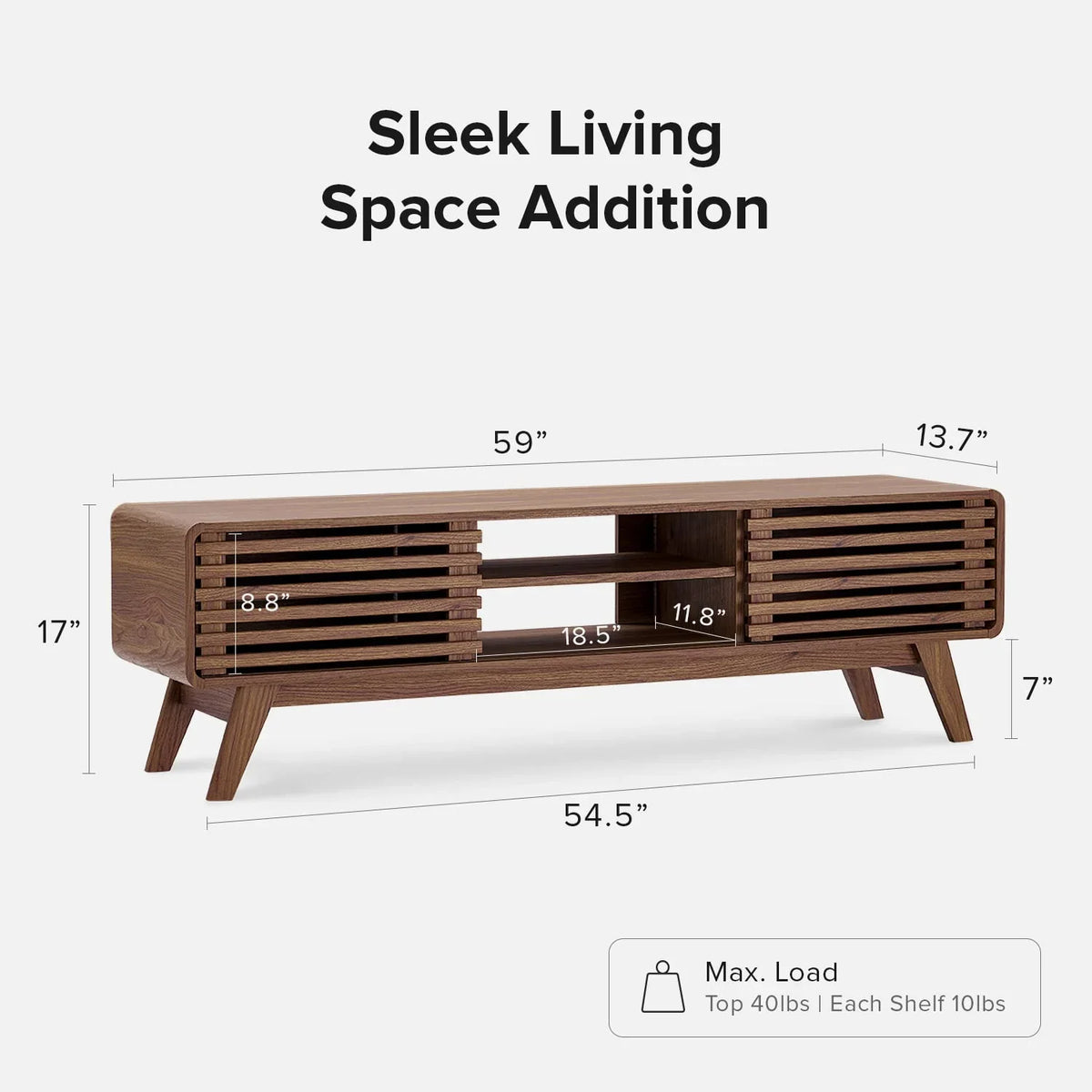 mopio Ensley 59in Walnut TV Stand for 55/60/65 inch TV