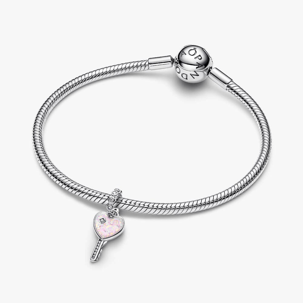 Opalescent Heart Key Dangle Charm
