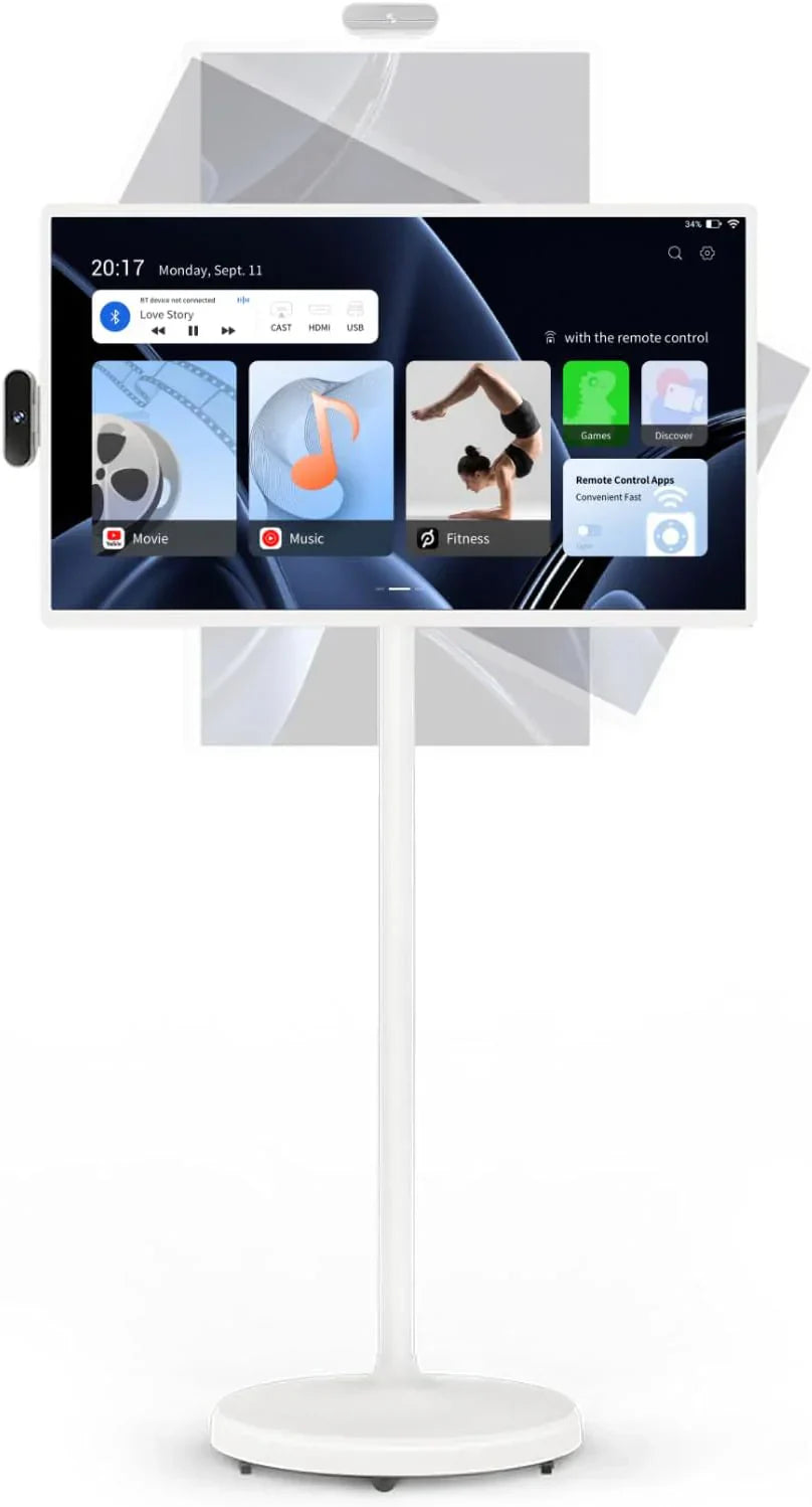 32-Inch Portable Rolling Touch Screen TV, 1080P FHD, Android 13, 8G RAM+128G Storage - SW3295T