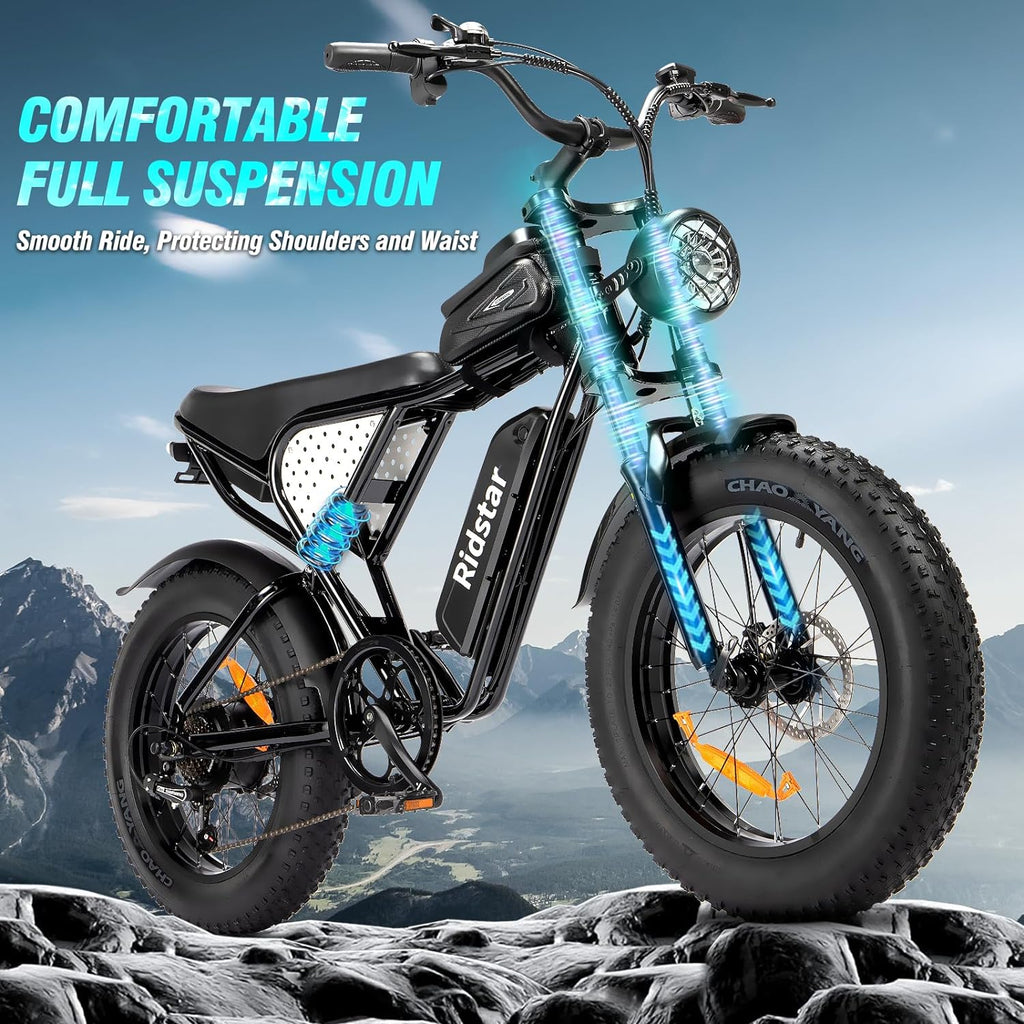 All-Terrain Fat Tire Electric Bike For Adults, 2000W 52V, 30-180 Mile Range - Q20